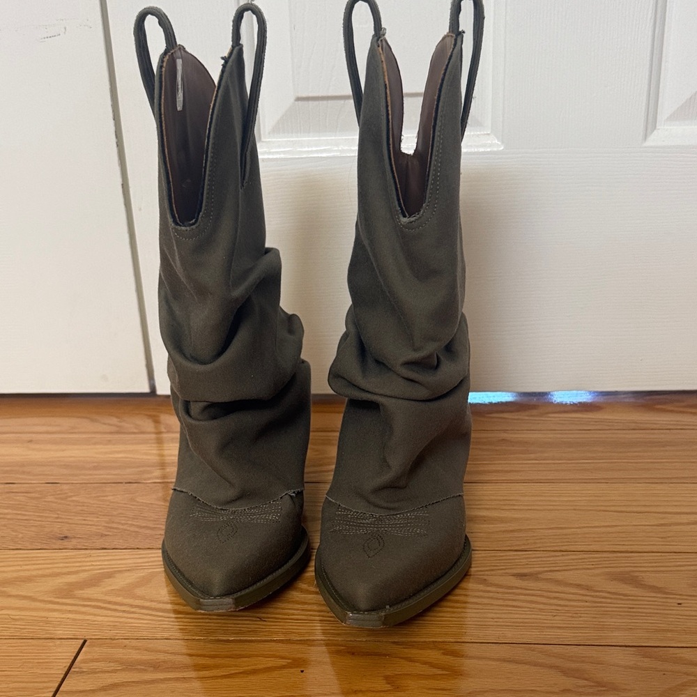 R13 Olive low rider slouchy Ankle Boots western boho rodeo - Picture 5 of 5